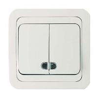 Makel  Мимоза  Белый-Белый Выключатель 2-клавишный с подсветкой IP20 скрытая установка 12023